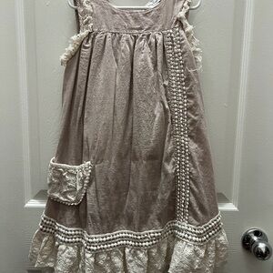 Chasing Fireflies Cream Dress with Lace Trim